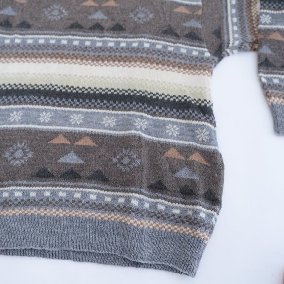 VTG Marks & Spencer By St Michael Blue Taupe Geometric Shape Crewneck Sweater M - Picture 5 of 10
